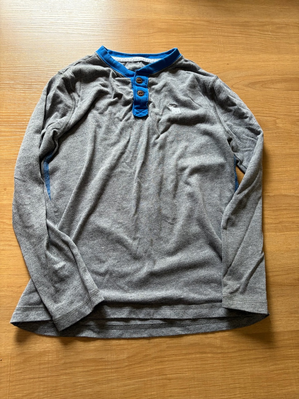 abercrombie kids Grey Henley with Blue Trim Collar